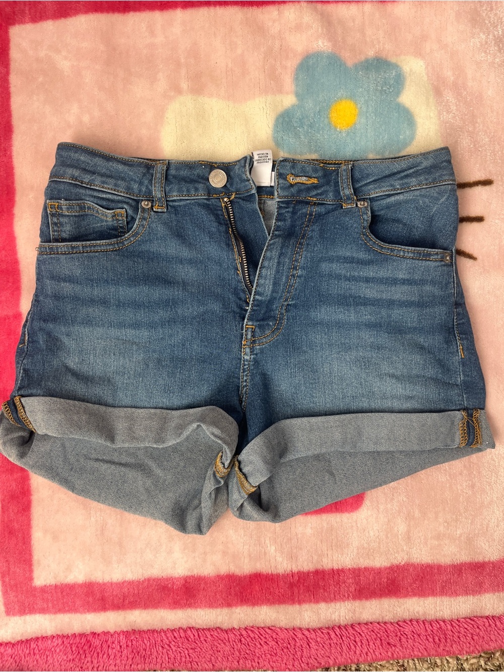 Forever 21 Blue Denim Roll-Cuff Jean Shorts